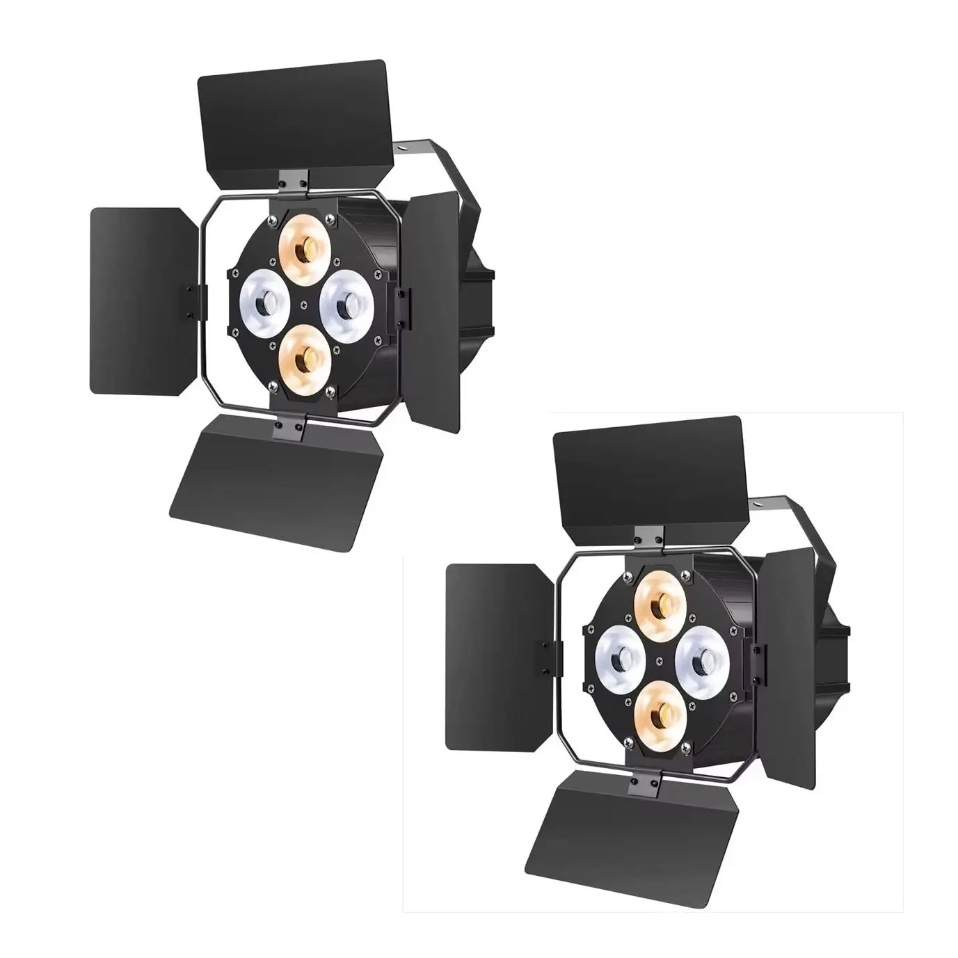 Yiflamefly 2Pcs 120W LED Par Light With Barndoor COB Flood/Spot Par Light DMX Stage Light For Theater Photostudio Wedding Party