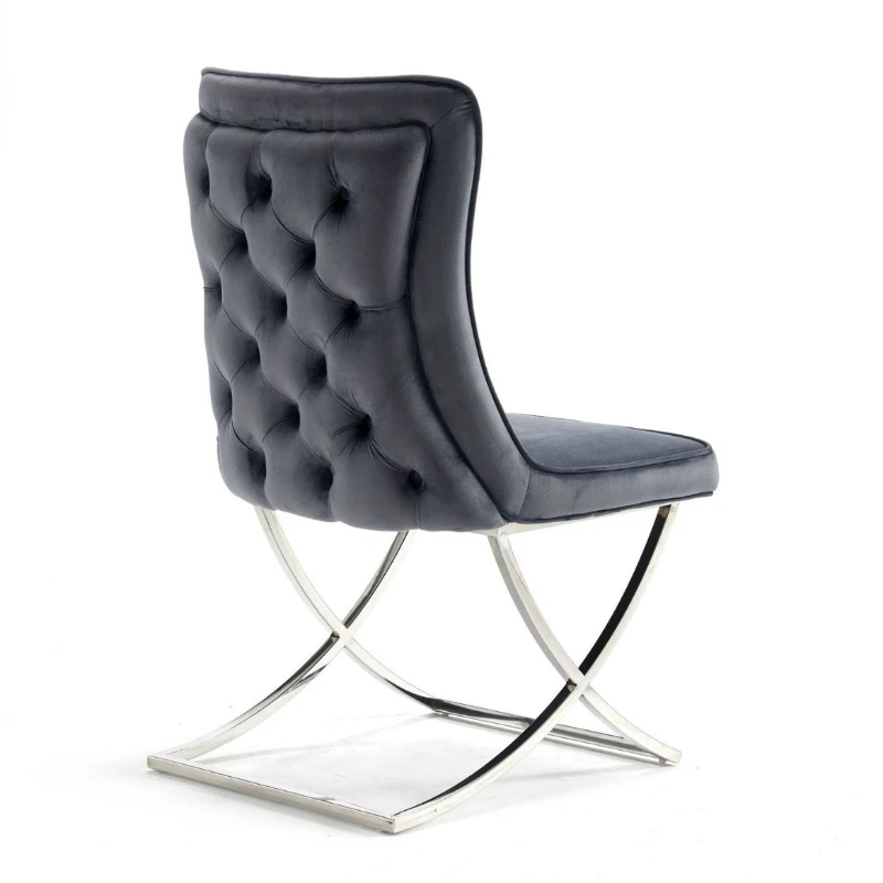 

Modern simple dining table and chairs stainless steel marble hotel dining table