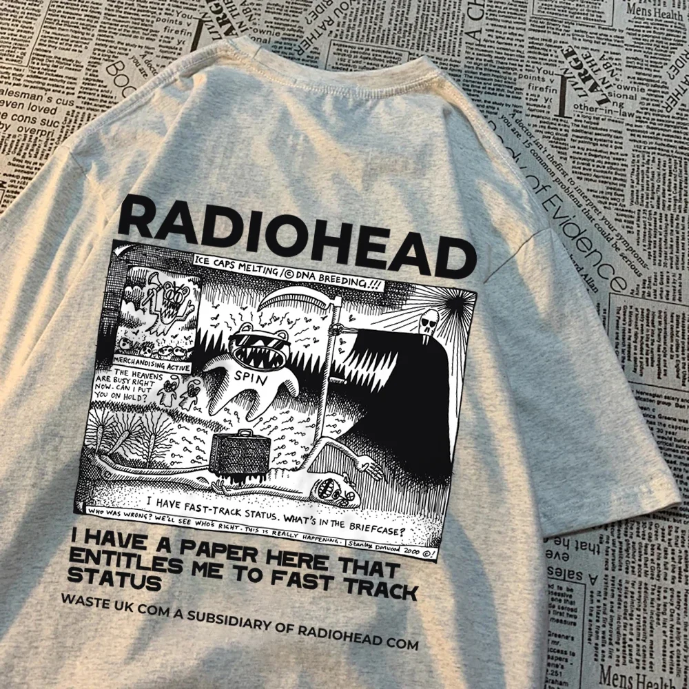 Radiohead North America Tour Rock Boy T-Shirt Men Women Hip Hop Breathable Clothing Breathable Loose T-Shirts New Cotton Tshirt