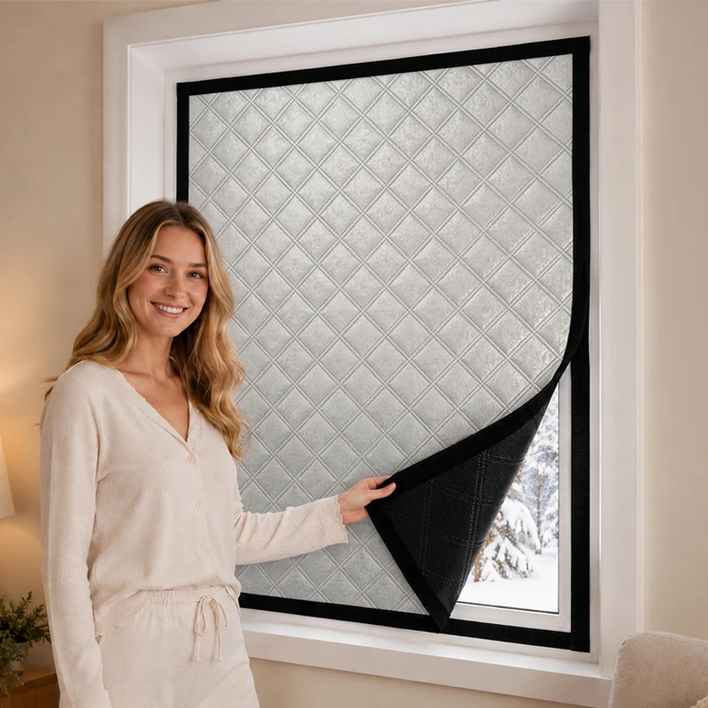 1P No-Drill Thermal Window Film Thickened Self-Adhesive Insulation Cover Easy Install Cold-Blocking Design for Warm Winter Home