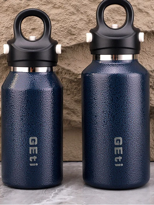 

Large Capacity Portable 316 Stainless Steel Insulated Water Bottle Single Hand Open Cover Sports Cycling Men's Style Travel Mug