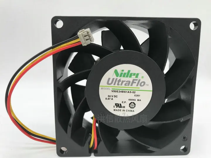 Freight free new Nidec v80e24bs1a5-52 24V 0.47a ultreflo 8cm Schneider fan