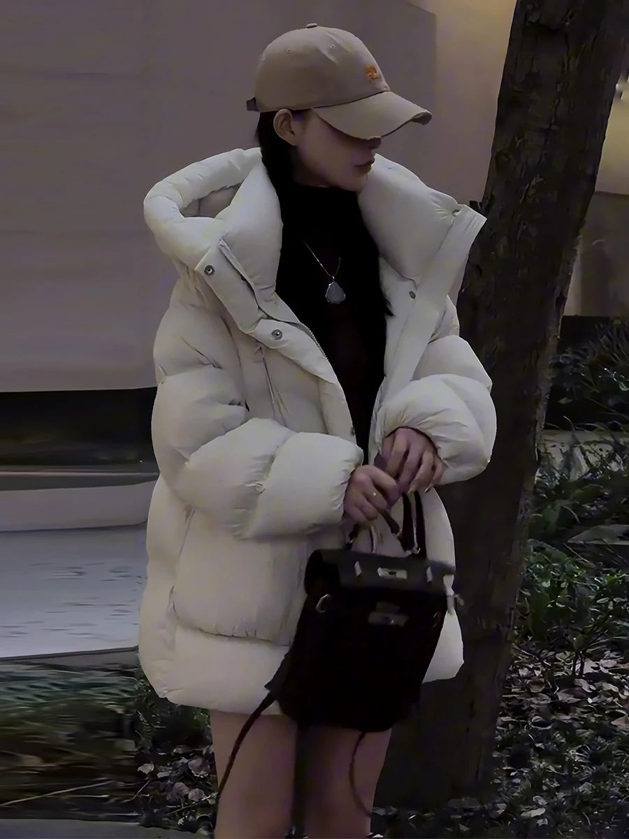 Abrigo de invierno Jaet acolchado de plumón blanco con capucha para mujer, cálido, Sli, dulce, longitud Regular, sin marca