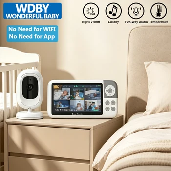 5-calowy monitor dla dziecka z ekranem LCD 1080P, kamera z 3-krotnym zoomem i noktowizją, dwukierunkowe audio, wewnętrzny monitoring bezpieczeństwa dziecka, elektroniczny monitor dla opiekunki