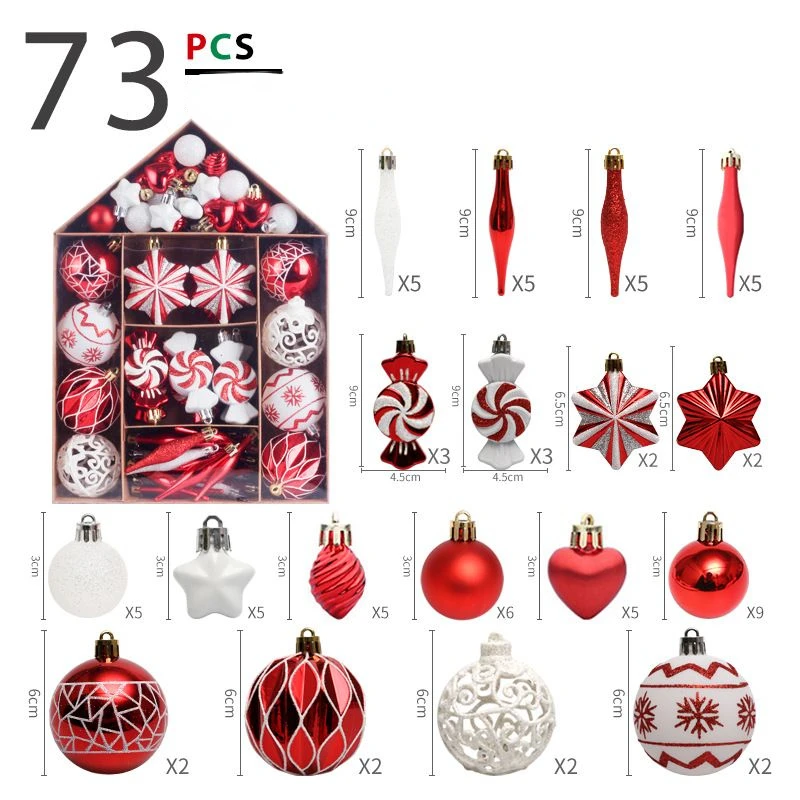 

New Christmas Essential Christmas Decorations 73 Pieces/Box Painted Christmas Ball Set Gift Bag Christmas Tree Pendant