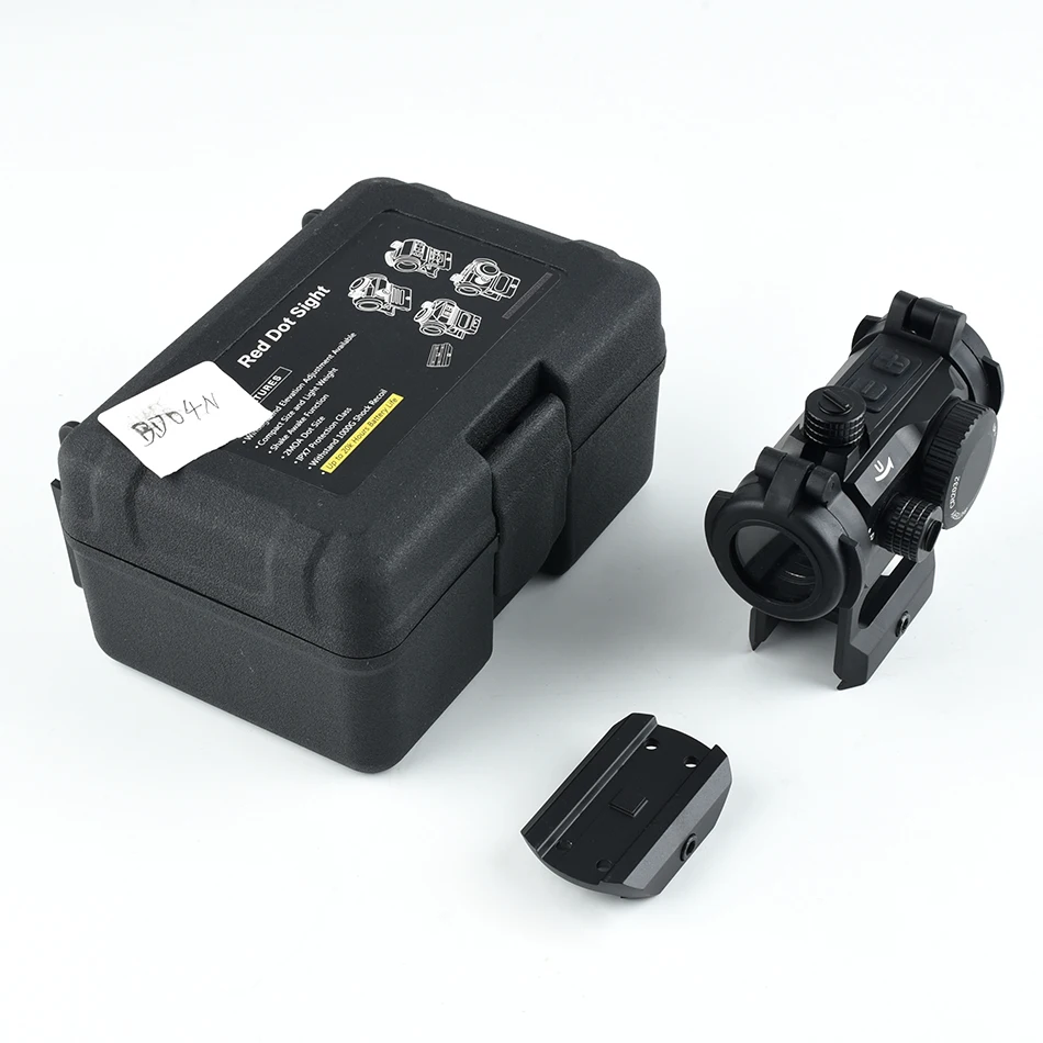 BD02N / BD04N مقاوم للماء للصدمات منظر نقطة حمراء منعكس نطاقات بندقية بصرية تكتيكية مع قاعدة ارتفاع لتركيب السكك الحديدية 20 مللي متر