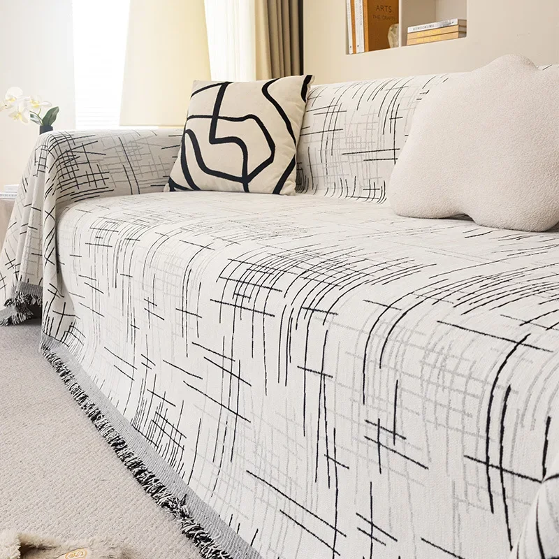 Line Pattern Sofa Towel High-end Universal Cushion Fabric Modern Style One-piece Full Cover Anti-cat Scratch Sofa Towel
