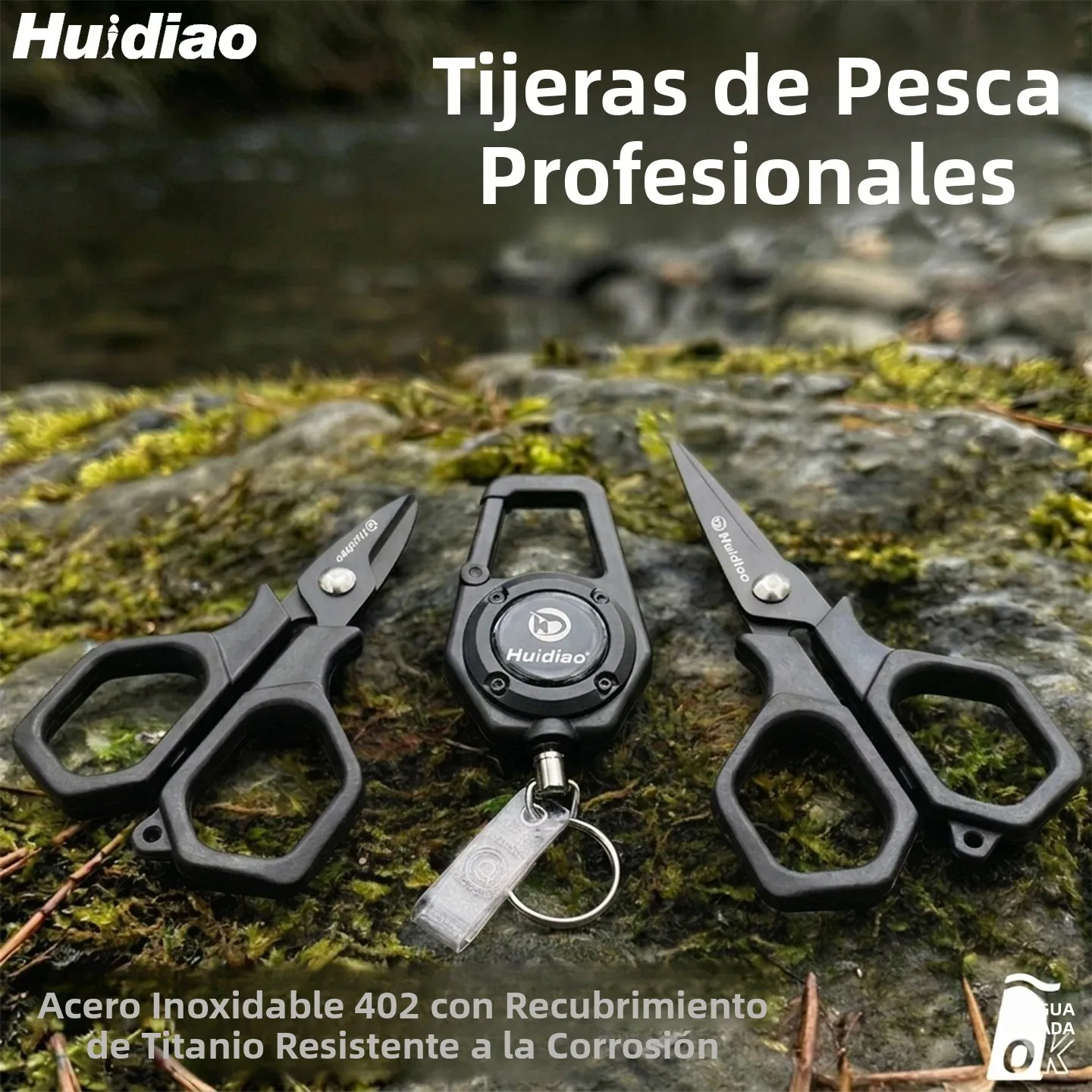 Tijeras de pesca Huidiao – Inox con titanio, cortador PE y pinza - imagen 3