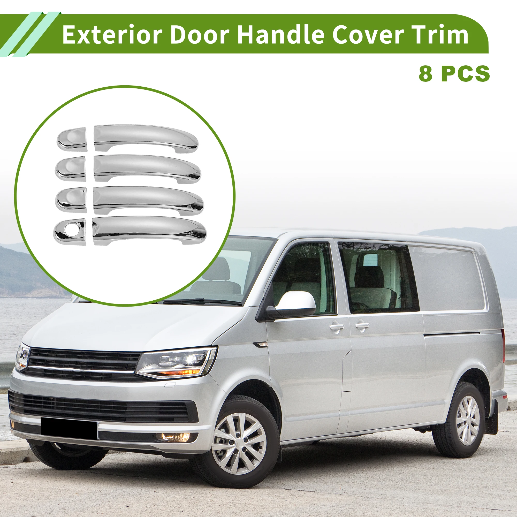 

UXCELL Exterior Door Handle Cover Trim Door Handle Cover for Volkswagen Transporter (T5) 2003-2015 Electroplating 8 Pcs