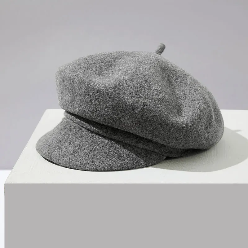 Octagonal Hat Wool Women Cap Autumn Winter Accessory For Outdoor Holiday Painter Newsboy