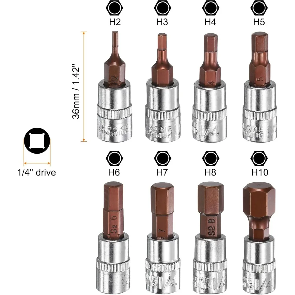 1/4inch H2-H10 Hex Bit Socket Set 1/4