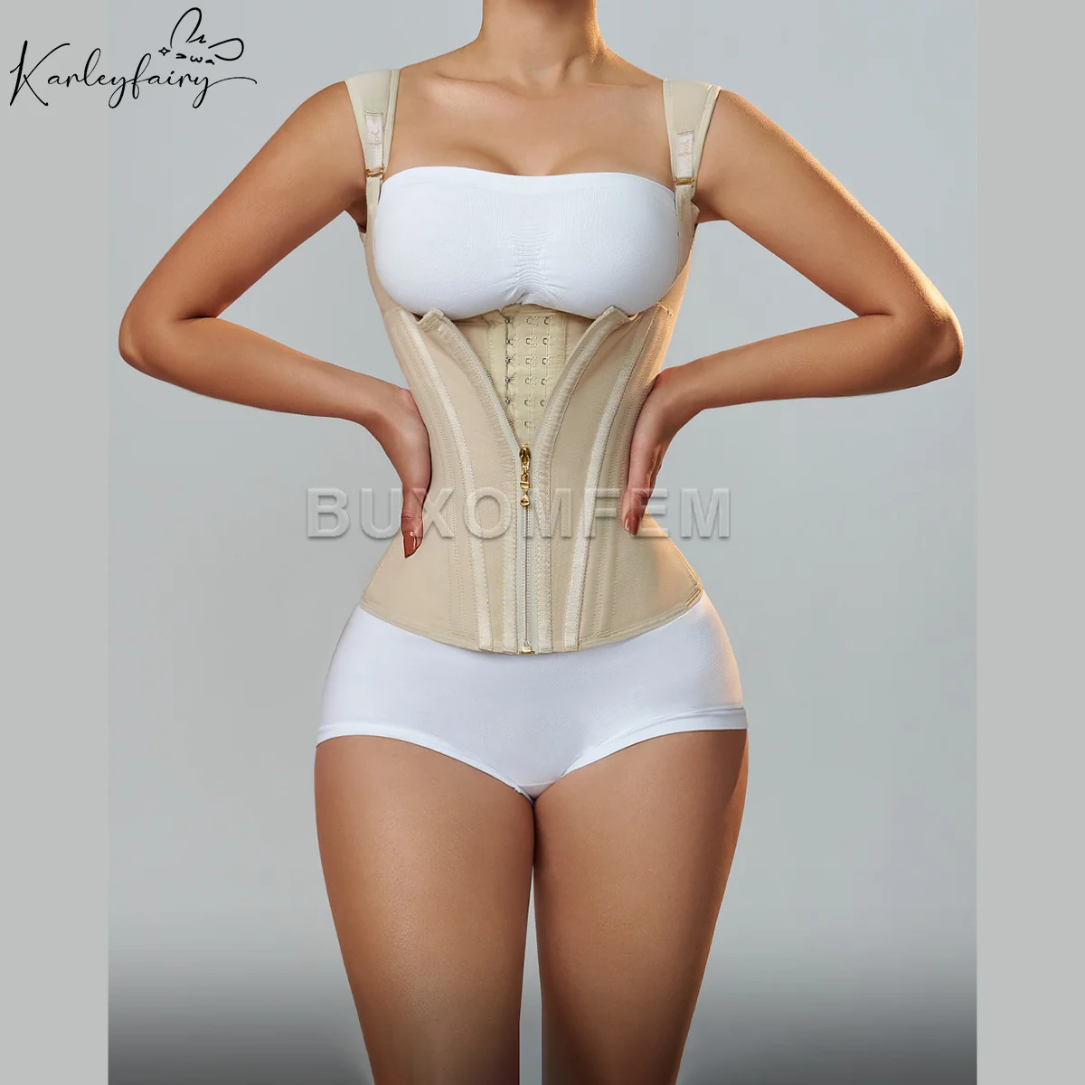 Fajas Colombians Girdles with Row Buckle and Zipper Unique Postpartum BBL Corset Binder Waist Body Shaper for Women Post Surgery