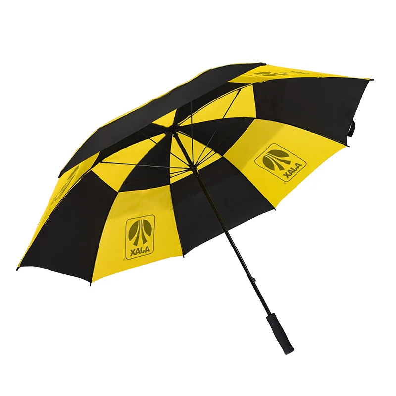 Promotion Golf Umbrella Custom Logo 190T Pongee UV Proof Luxury Straight Plastic Polyester Windproof Big 101 Pcs Modern Folding