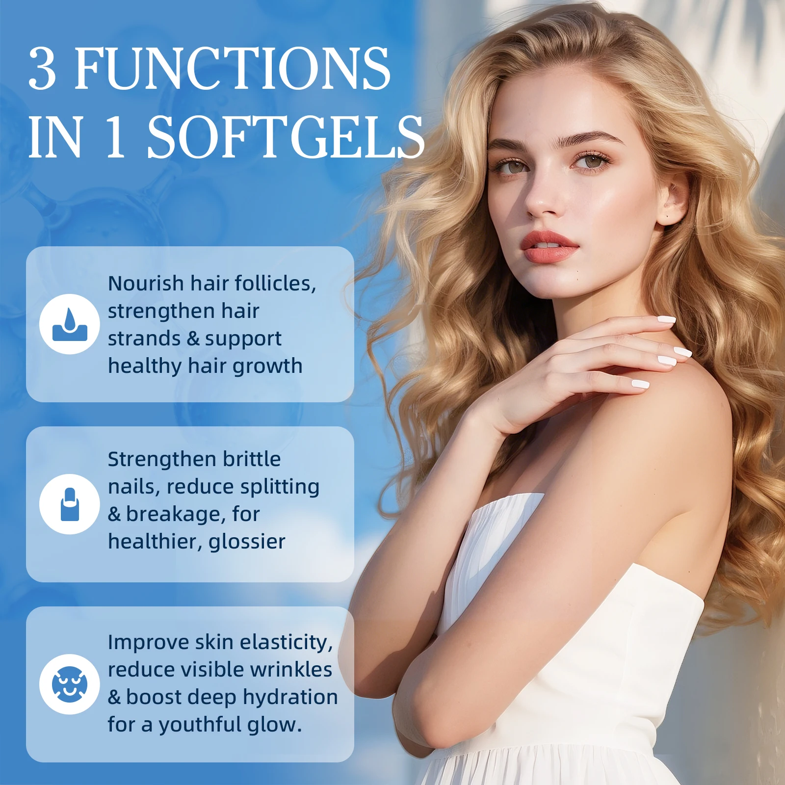 BEWORTHS Collagen and Biotin Capsules Biotin for Hair Growth Healthy Nails &Skin Hair Farming Supplement Beauty Health Skin Care