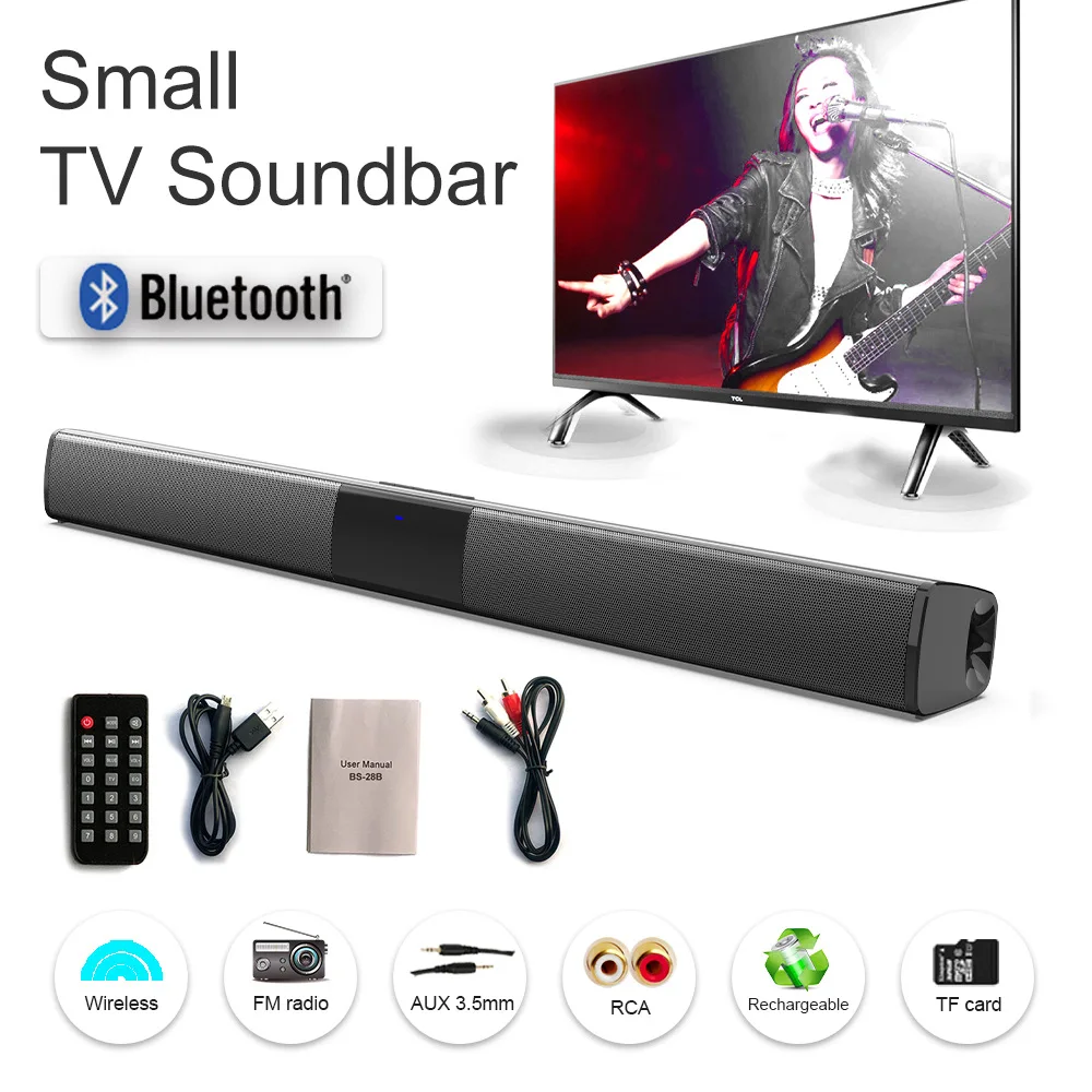 40W TV Stick Portable Soundbar Wireless Bluetooth Speakers Home Cinema Sound System Stereo With TF FM Radio Smart Remote Control