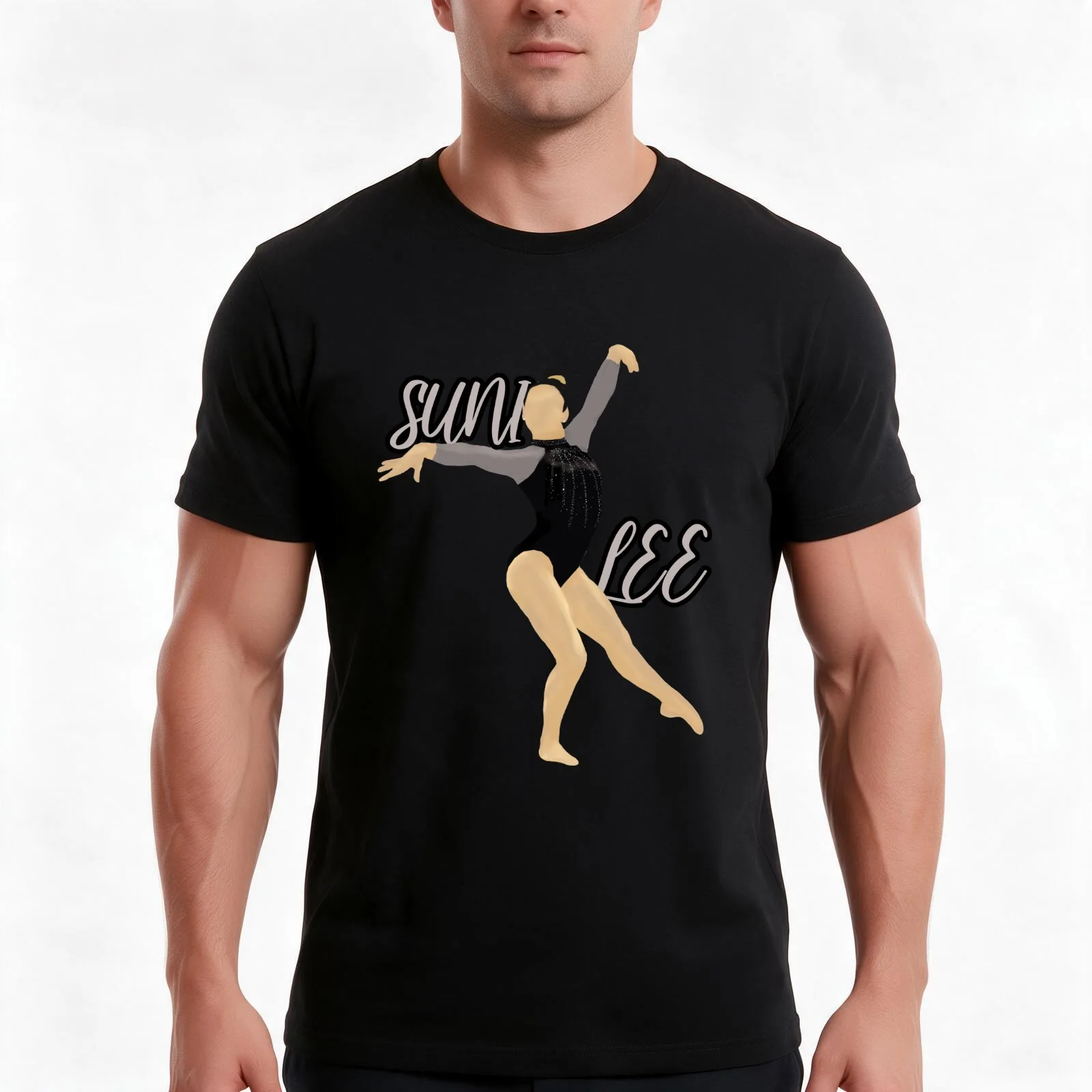 Suni Lee (Sunisa Lee) Gymnastics Art with Name T-Shirt Summer Casual Cotton Tee Oversized Streetwear Tops Unisex Men Women