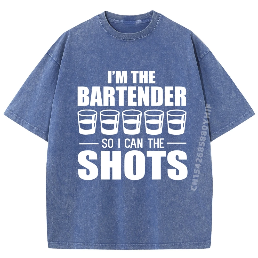 تي شيرت I M The So I Call The Shots Bartenders جرافيك تي شيرت رجالي قطني مريح مغسول قميص رجالي مطبوع إبداعي #2