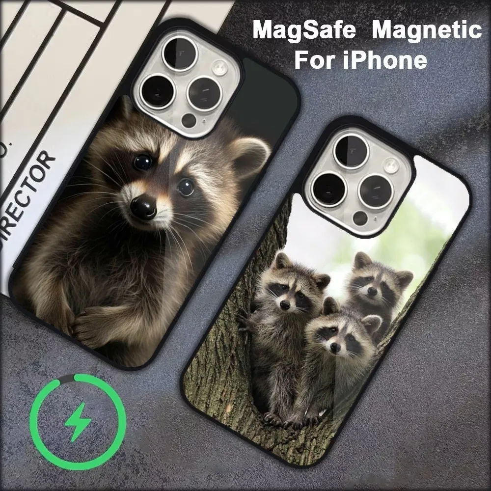 

Cute Animal Raccoon Phone Case For iPhone 16,15,14,13,12,11,Pro,Max,Plus,Mini, Magsafe,Magnetic Wireless Charging Case