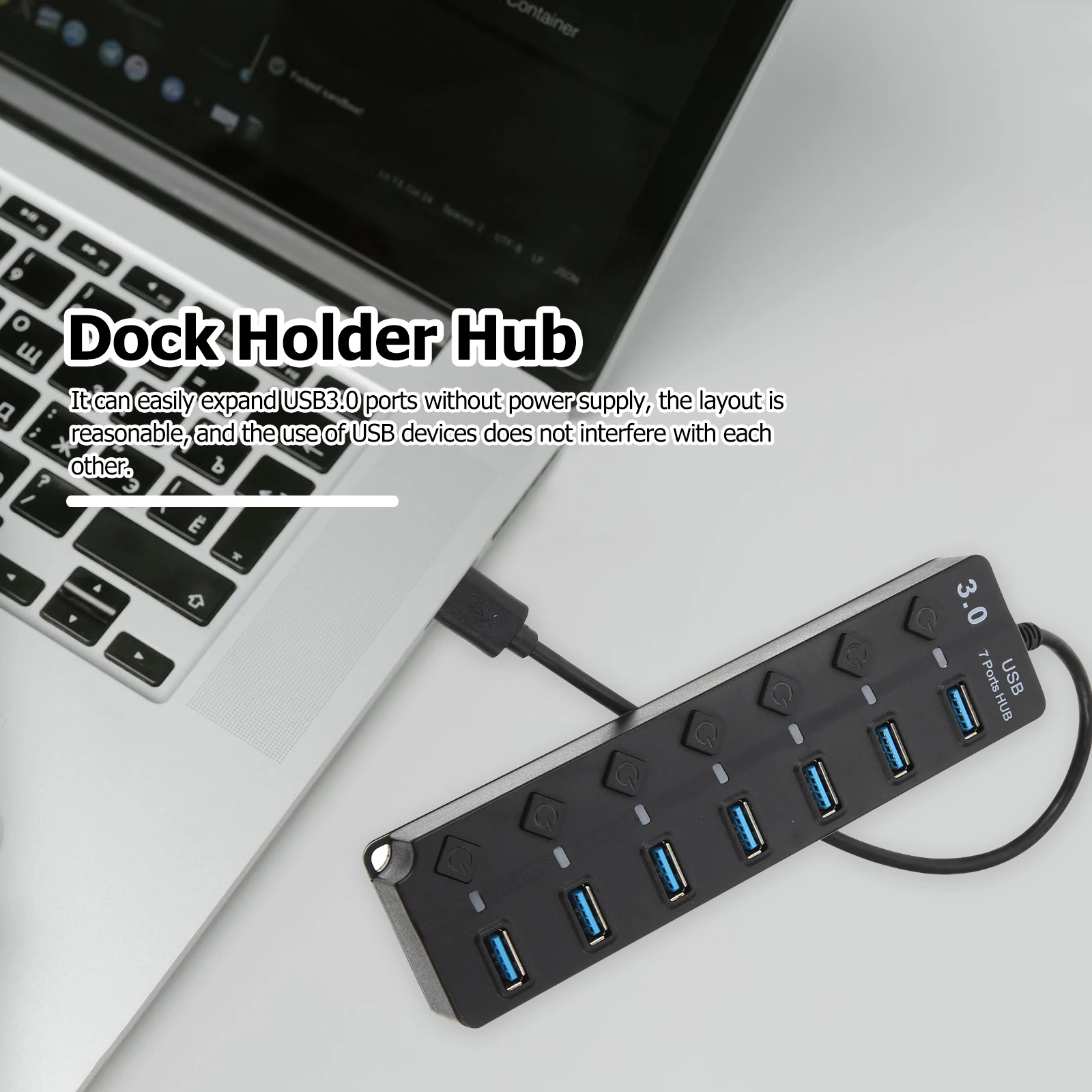 

7 Port Usb 3.0 Hub Built-In Protection Plug Play For Laptop Computer Accessories Multi-Function Data Dock Expansion Adapter
