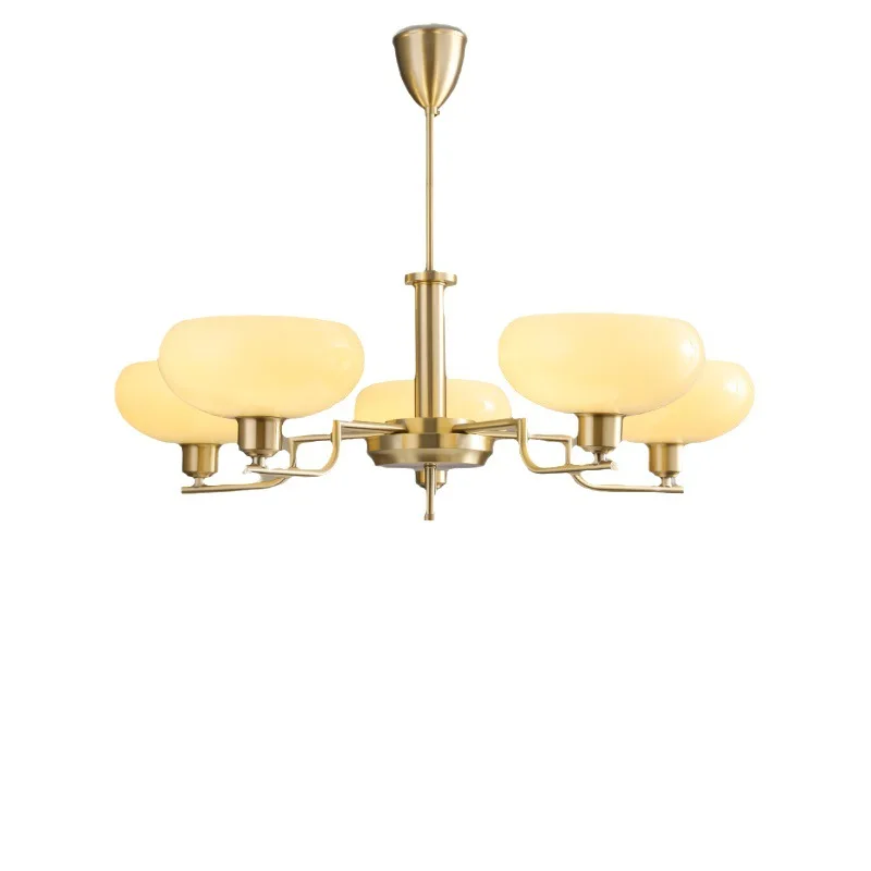 

Chandelier French bedroom study living room lamp designer Nordic retro cream wind full copper lamp