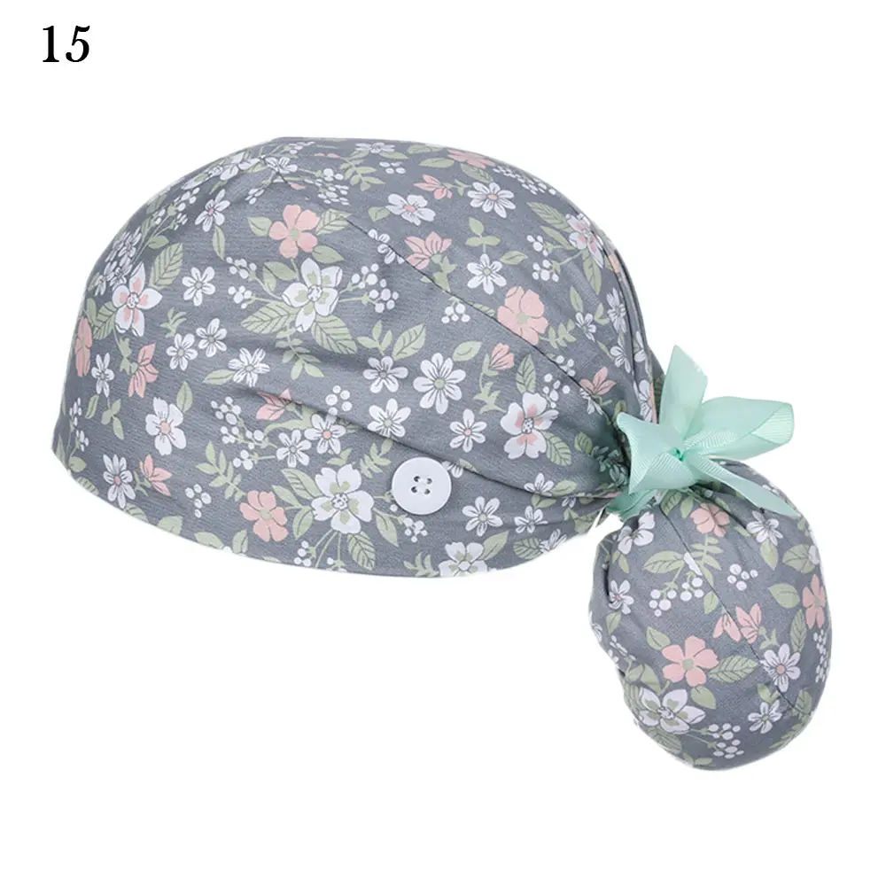 Women & Men Tie Back Hats Cotton Adjustable Working Hat Working Cap With Button Long Hair Cap