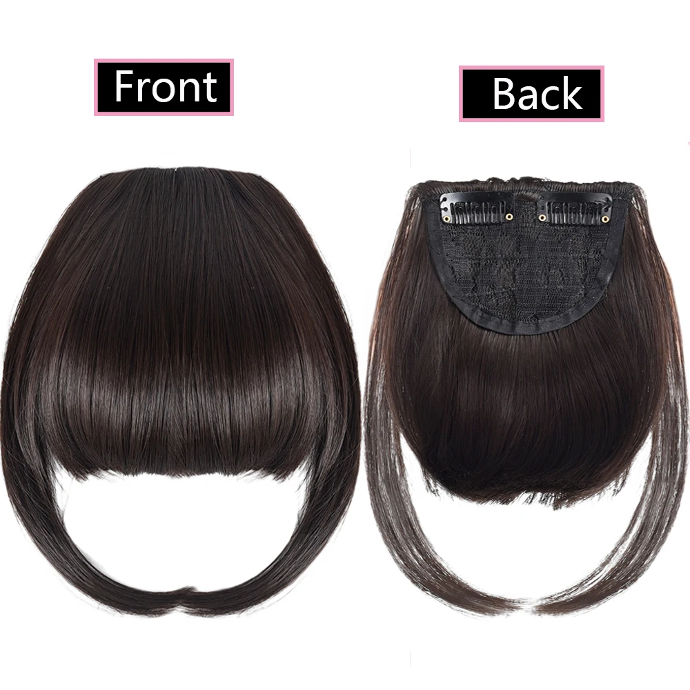 Thick Hair Bangs Straight Neat Fringes Clip In Hair Extensions Synthetic Thin Air Bangs Heat Resistant Fiber Blunt Bangs