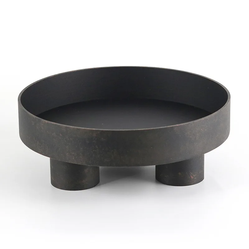 Nordic three-legged round tray decoration living room fruit plate entrance TV cabinet creative high storage tray ornament