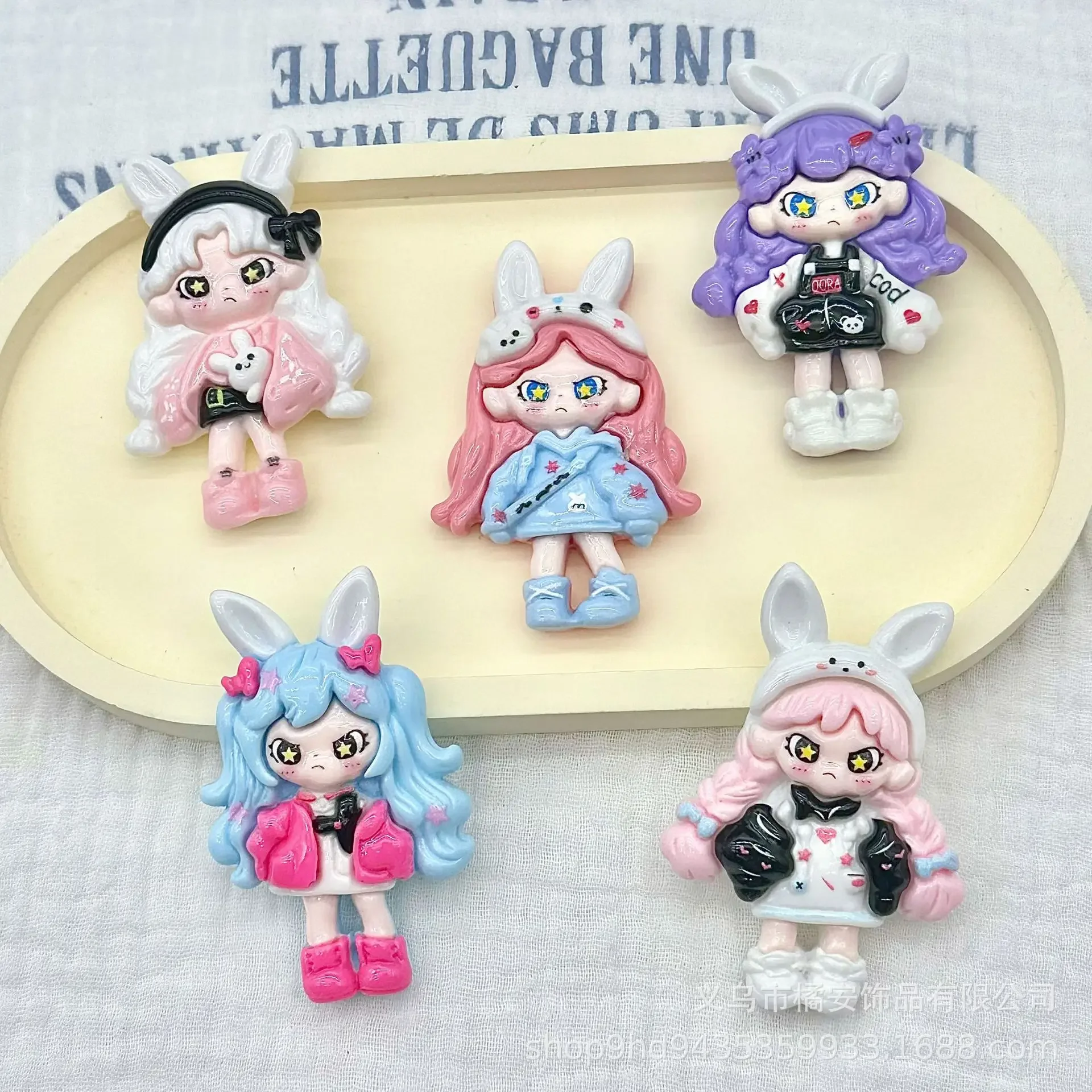 2pcs Rabbit Ears Cartoon Big Cadora Girl cartoon resin flatback diy jewelry accessories crafts materials