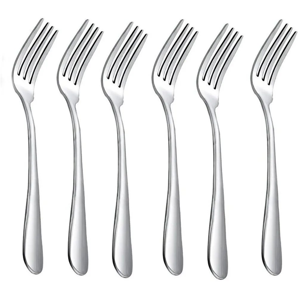 

Набор из 6 обеденных вилок, 4 зубца, настольная вилка, столовые приборы, зеркальная полировка из нержавеющей стали, 7 дюймов, 18 см
