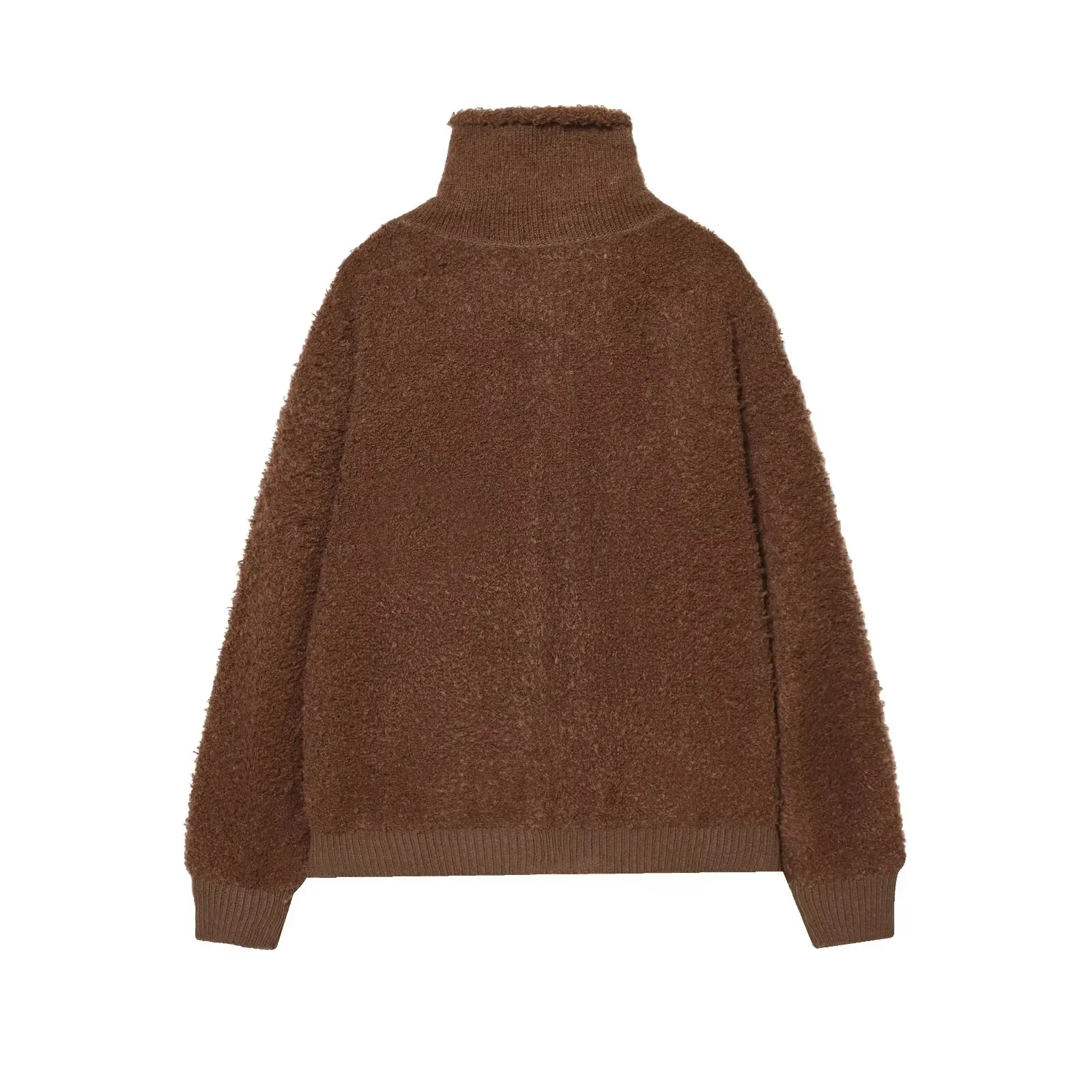 KONDALA Vintage Gestrickte Jacke Frauen Casual Stehkragen Zipper Jacke 2025, Herbst Winter Trendy Mode Weibliche Bomber Jacke