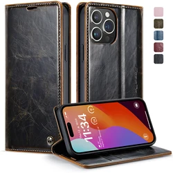 Magnetic Leather Wallet Case For iPhone 16 15 14 Plus 13 12 11 Pro XS Max XR X 7 8 Plus Luxury Flip Card Slots Shockproof Cover