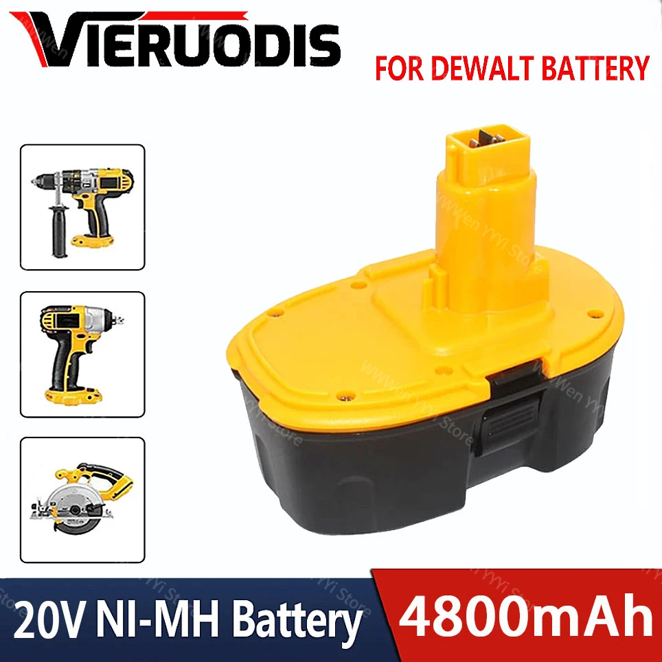 New 20V 4800mAh Ni-MH Battery For Dewalt DC9096 DE9039 DE9096 DE9098 DE9503 DC212 DC330 Cordless Drill Replacement Battery