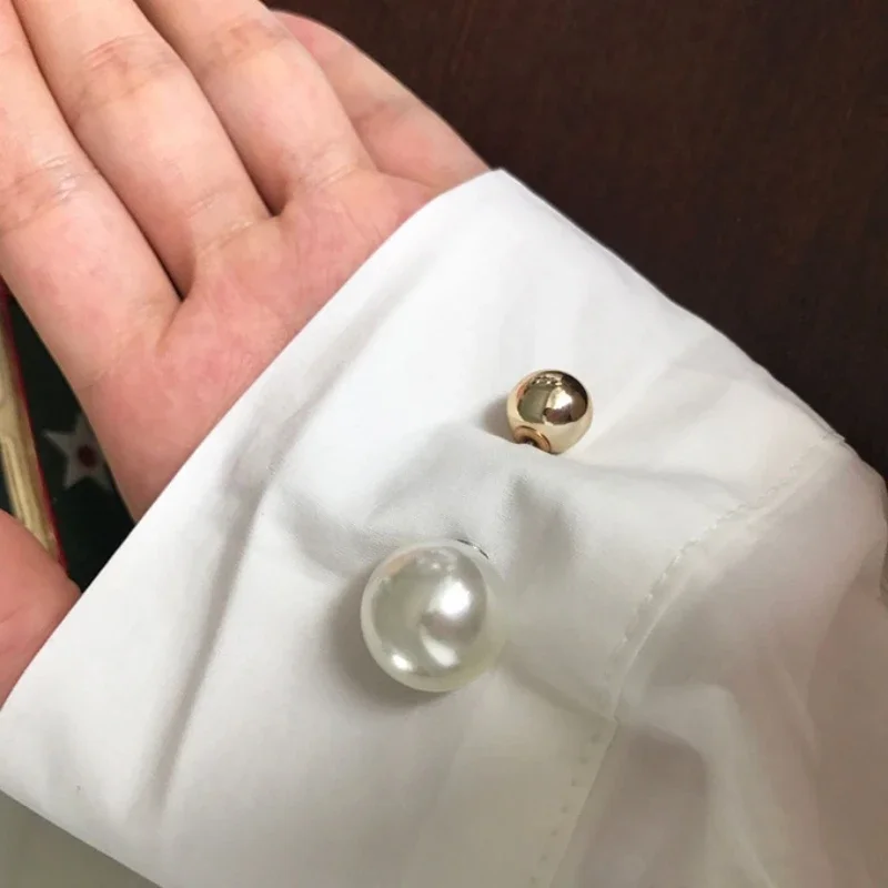 Big White Pearl Golden Ball Beads Clothing Brooches for Women Lapel Safety Sweater Coat Dress Pins Badge Buckle Accessories