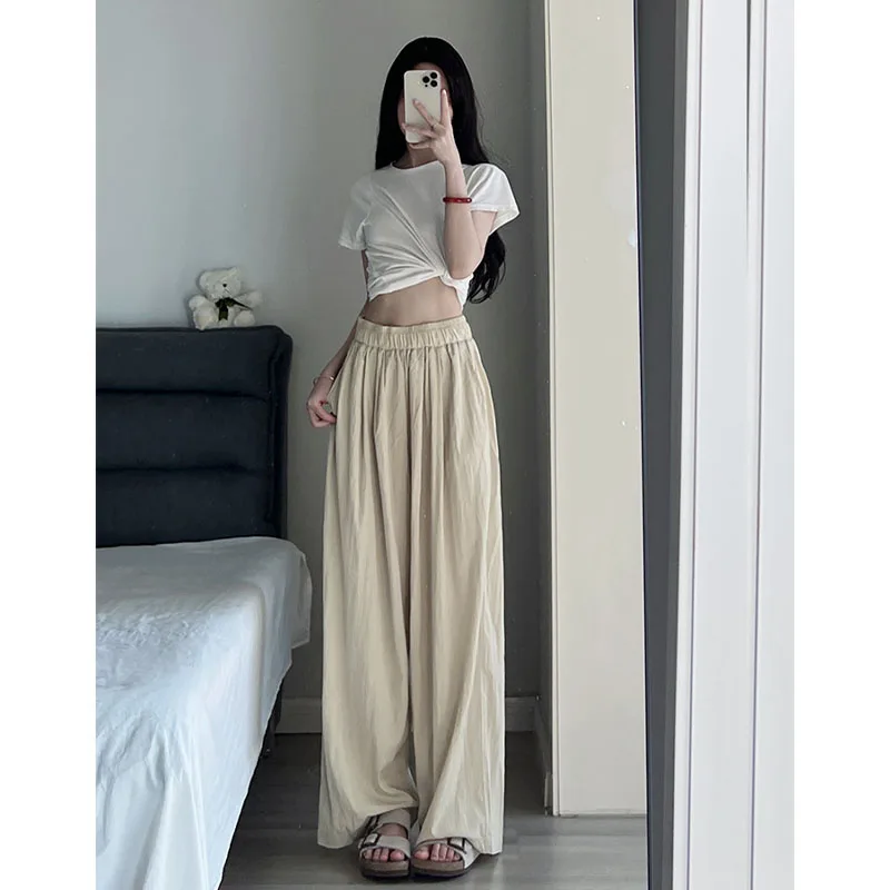 

Women's Pants Casual Loose Solid High Waist Straight Wide-legged Trousers Women Suit Office Ladies Spring Autumn 2024 T26