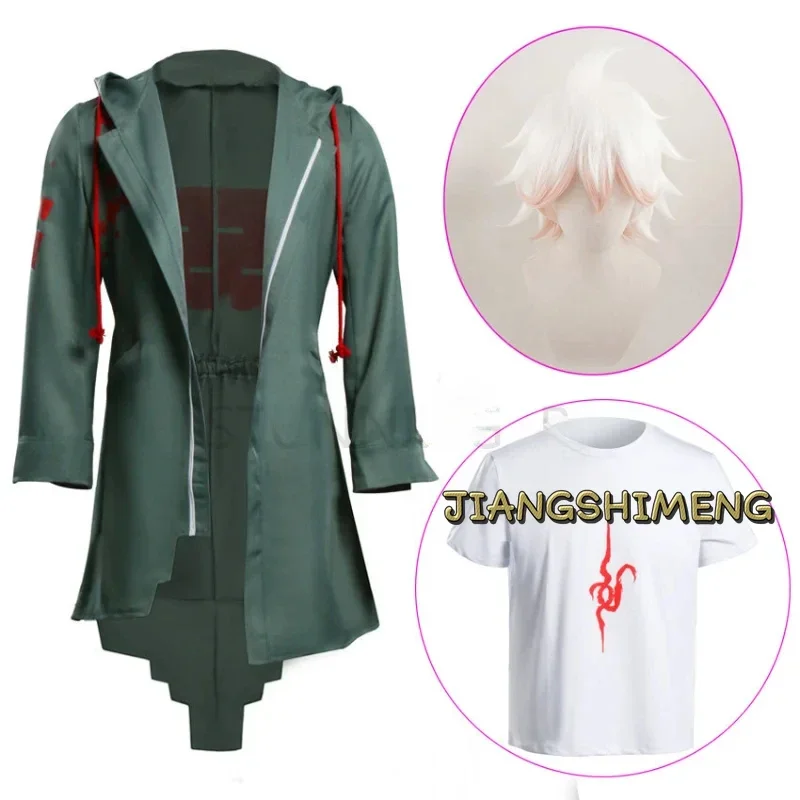 

Anime Danganronpa 2 Nagito Komaeda Cosplay Jacket T-shirt Wig Halloween Costumes for Women Men Adult Anime Clothes Cosplay Wig