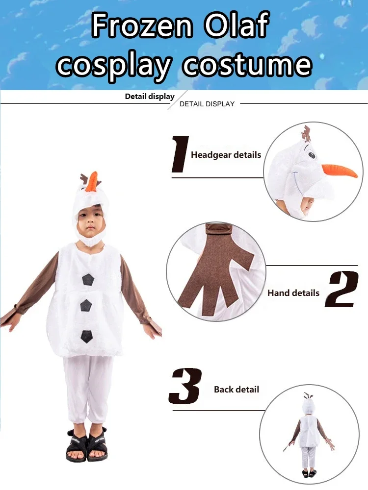 مجموعة أزياء Olaf the Snowman التنكرية - بدلة قطيفة بيضاء لكامل الجسم مع أنف جزرة للحفلات الشتوية والأحداث العائلية