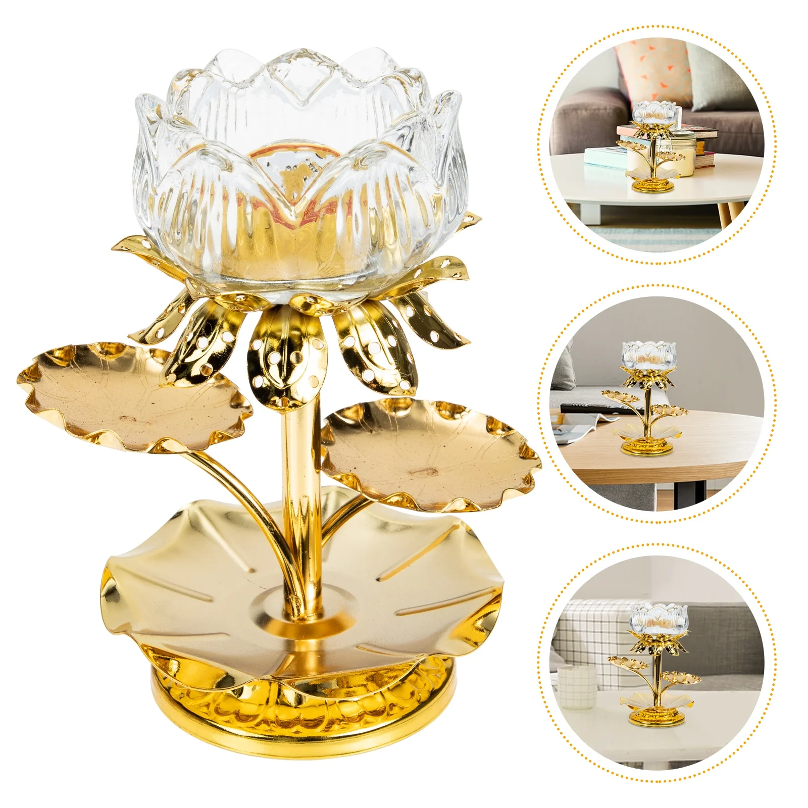 

Glass Holder Lotus Shaped Decorative Table Centerpiece for Home Dining Room Living Room Farmhouse Decor Indoor Outdoor