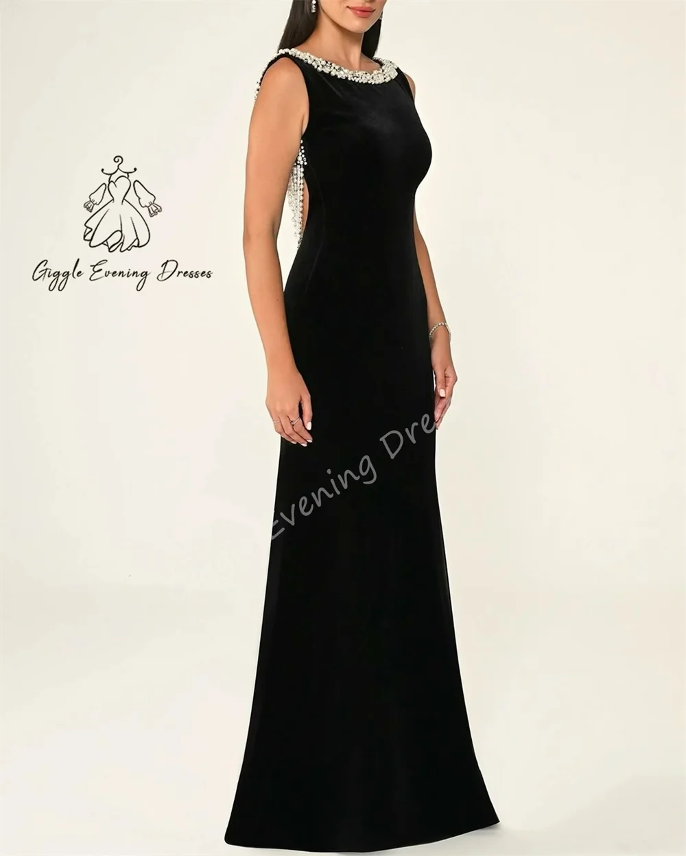 Giggle Abito da festa di lusso Personalizzato O-Collo Perline dritte Crepe Backless Elegante abito da gala da sera formale saudita per le donne 2024