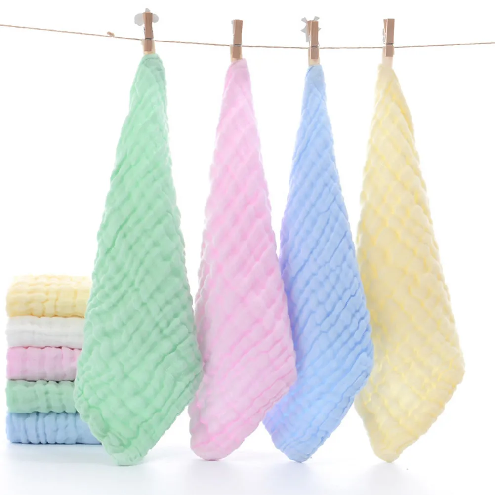 

5Pcs Pure Cotton Baby Washcloths Face Towels Soft Absorbent Saliva Burp Drool Cloths Haves Hand Towels Infant