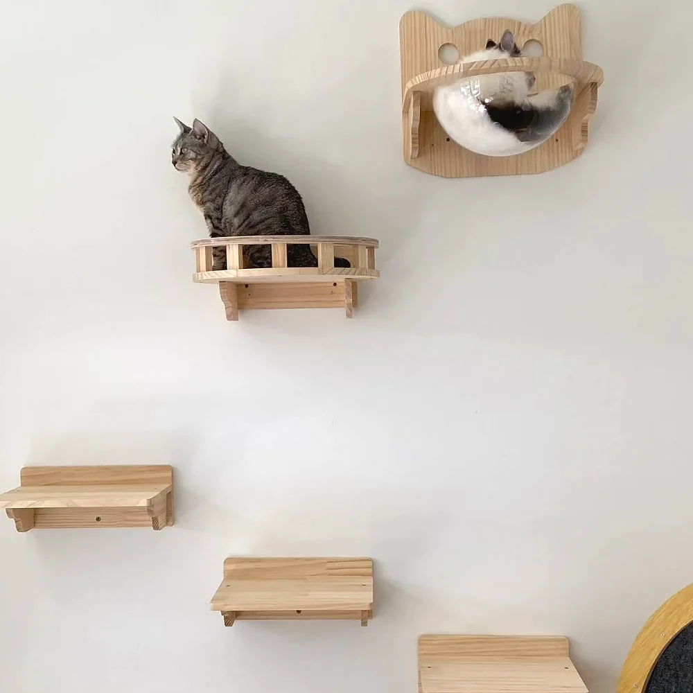 Estantes de escalada montados en la pared para gatos, torre de árbol para gatos, rascador de Sisal, escaleras, hamaca, casa escondida, cama, interior, gimnasio, muebles para mascotas
