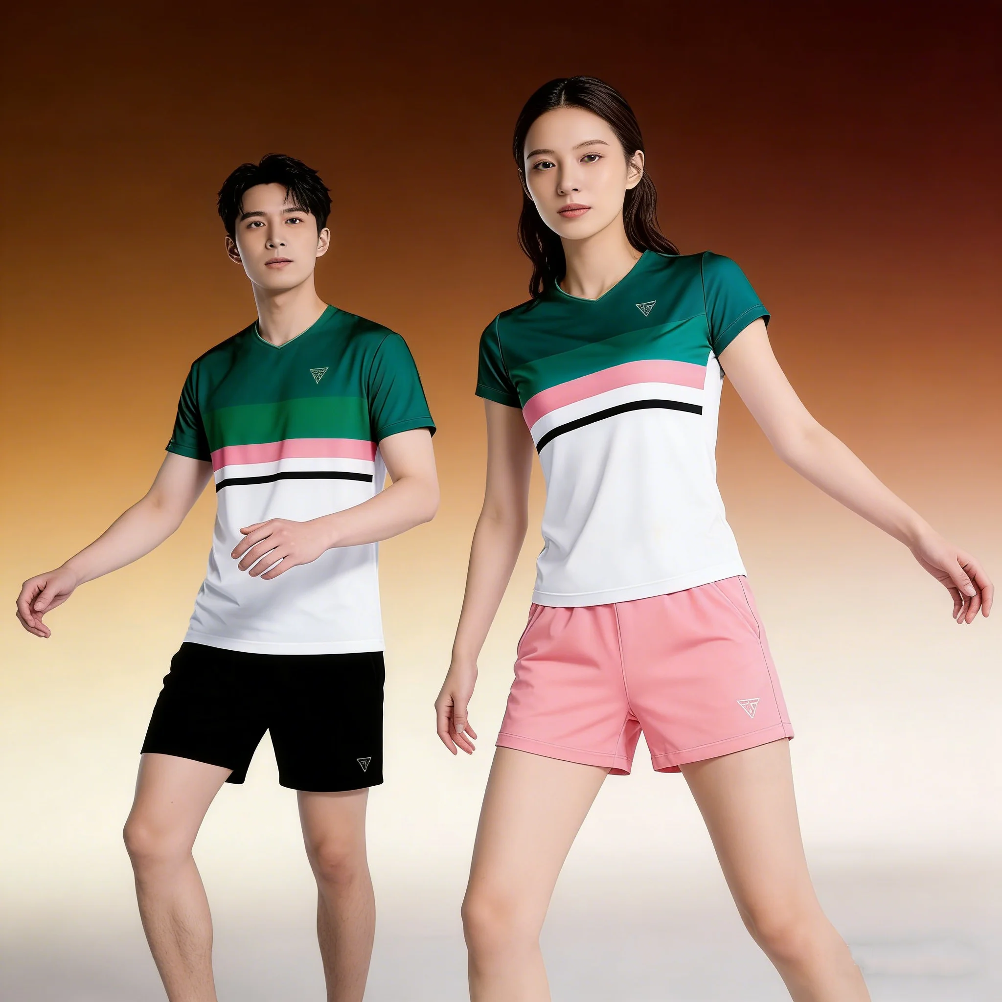 peijiku-badminton-uniform-set-quick-dry-breathable-sportswear-for-men-and-women-summer-competition-suit-v-neck-short-sleeve