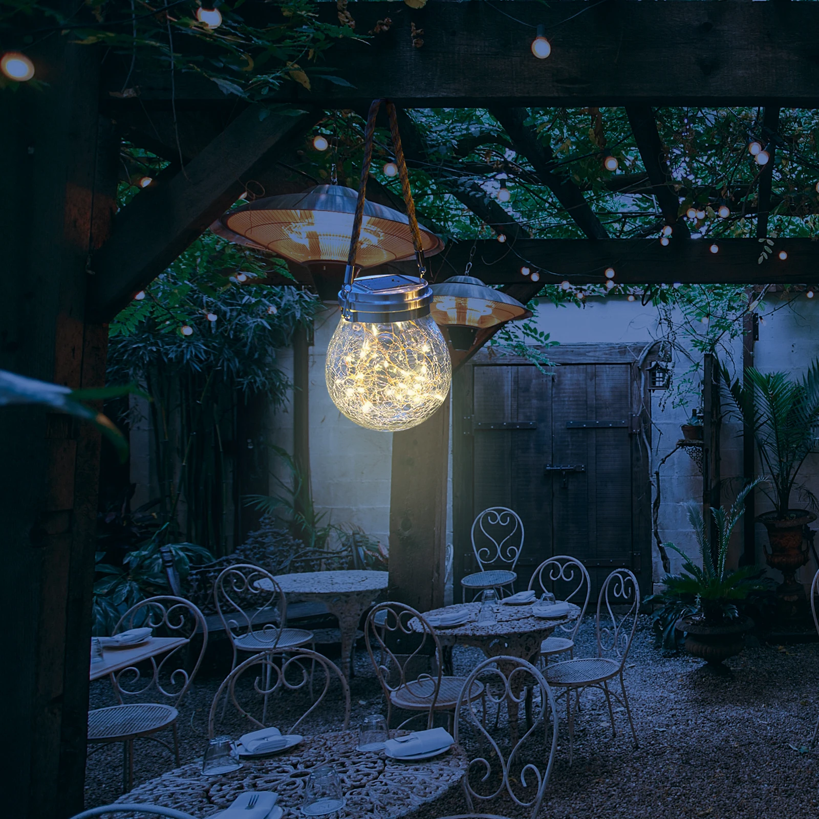 

2pcs Stainless Steel Solar Jar Lid Light For Diy Decorative Hanging Garden Aisle Lights Lightweight Portable Lid Solar Lamp With