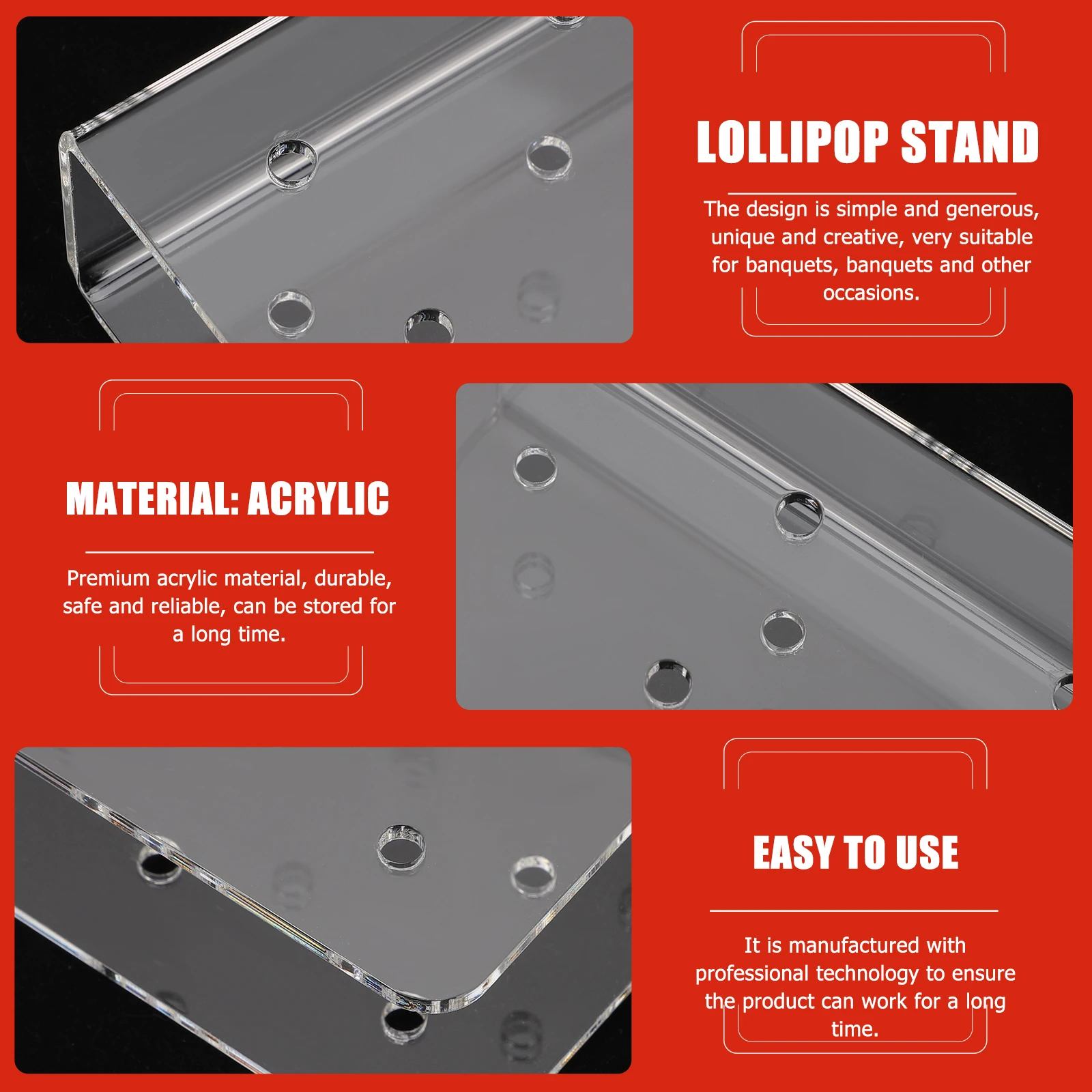 

2Pcs Acrylic Acrylic Lollipop Holder Pops St Lollipop Display Rack Clear Melts Child Birthday Party Decor Kitchen Bar