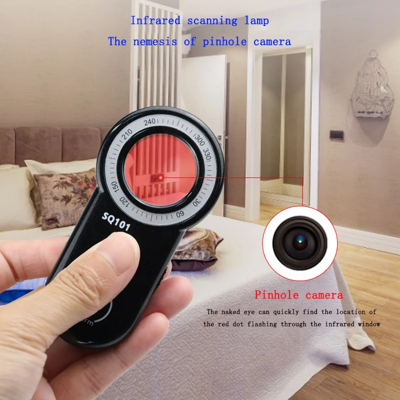 SQ101 Anti-theft Anti Camera Monitoring Surveillance Eavesdropping Detector Infrared Scanning Signal Detector Vibration Alarm