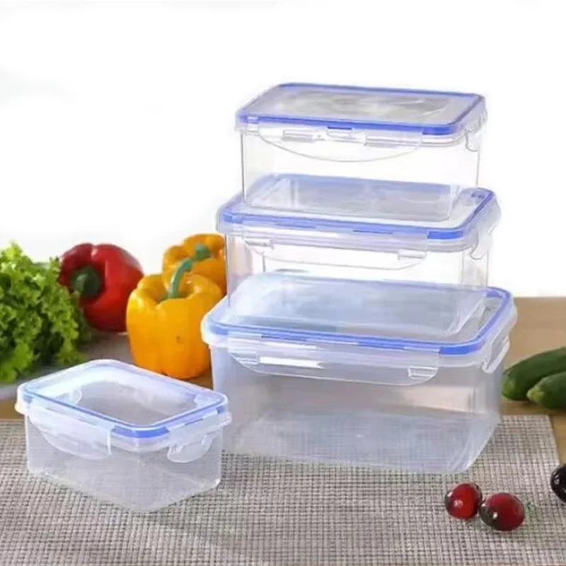 Refrigerador de cocina, caja de almacenamiento para refrigerador sellado Rectangular con tapa, caja de almacenamiento para almuerzo calentada por microondas con tapa