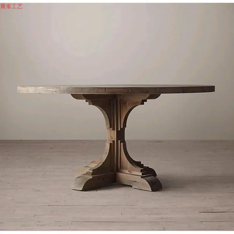 Rustic Solid Wood Dining Table Square Round Coffee Desk Industrial Loft Style Furniture for Living Room Kitchen