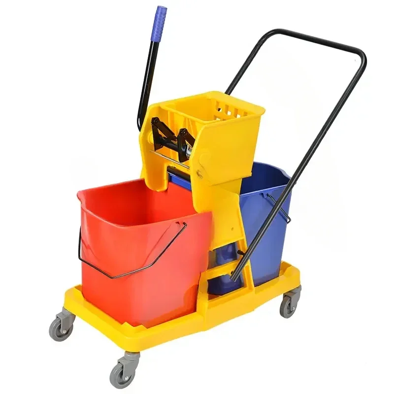 White Cloud Double Wringer Water Bucket Commercial Trolley Hotel Cleaning Mop Car Tobo Para Coleto Squeeze