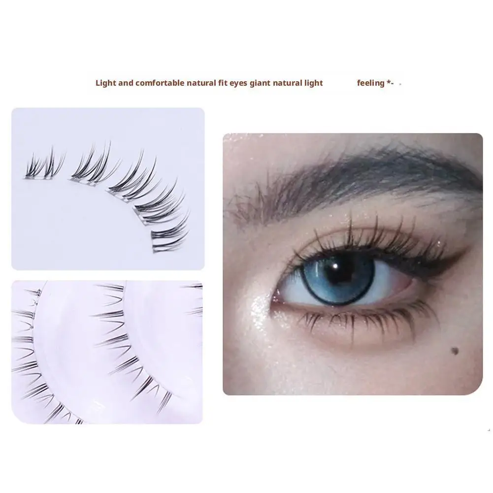 透明な下まつげ - ふわふわで自然なシングルクラスター、自己粘着まつげエクステ、接着剤不要