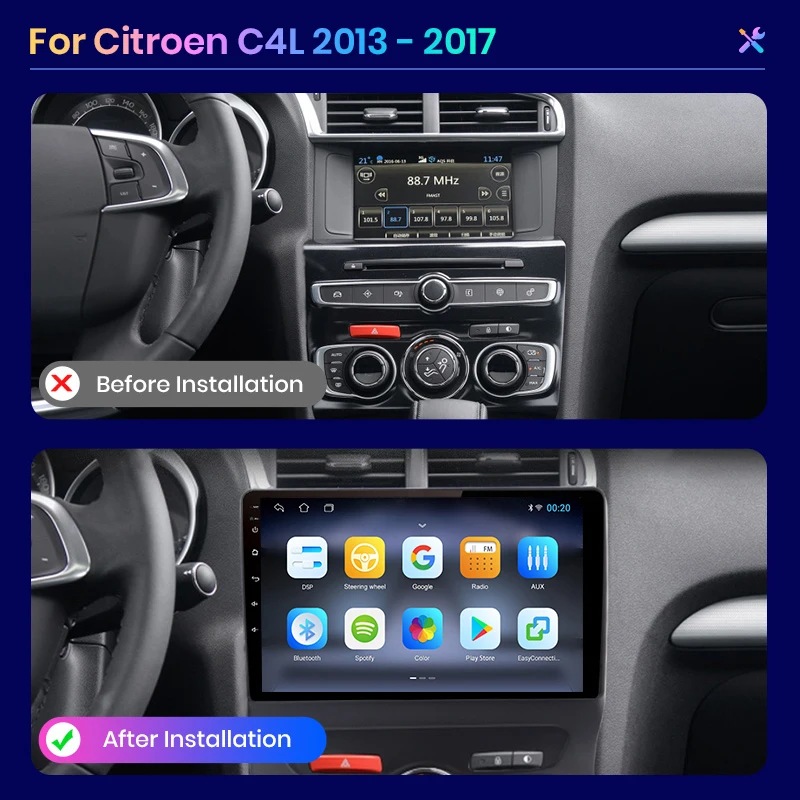 For Citroen C4 2 B7 2013 - 2016 Wireless CarPlay for Apple Android Auto Car Radio GPS IPS RDS FM WiFi BT 4G Multimedia Stereo