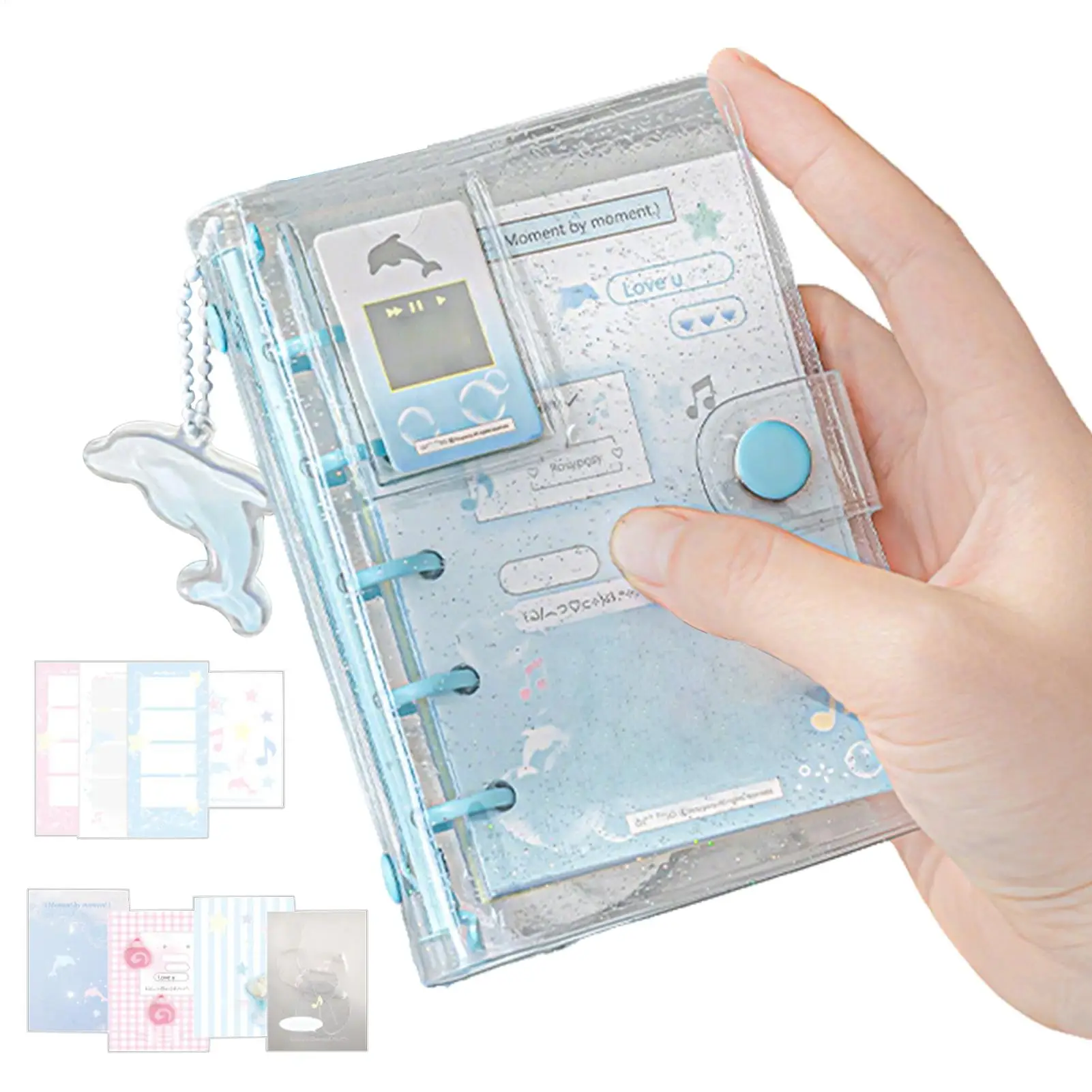 

Карманный размер M5, комплект принадлежностей для журналов, портативный карманный блокнот с вкладышами, прозрачный с наклейкой для заметок, 70-страничный блокнот